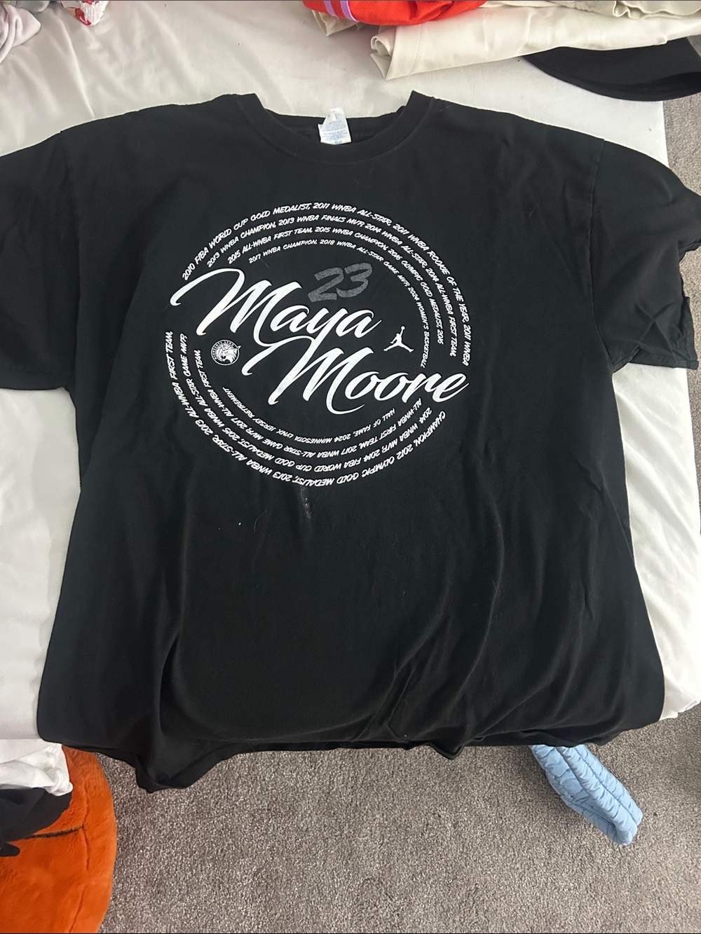 Jordan Black Tee with White Maya Moore Graphic